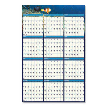 House of Doolittle™ Earthscapes Recycled Reversible-erasable Yearly Wall Calendar, Sea Life Photos, 24 X 37, White Sheets, 12-month(jan-dec):2022 freeshipping - TVN Wholesale